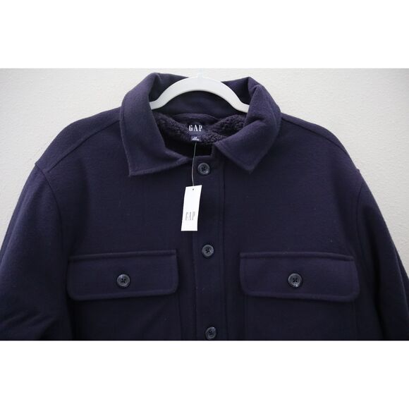 GAP 829200-011 Men's Sz M Blue Lined Utility Sweatshirt Jacket Shacket - Picture 3 of 12